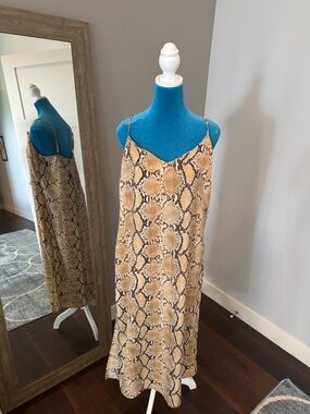 H&M Snake Print Slip Dress in Beige and Black